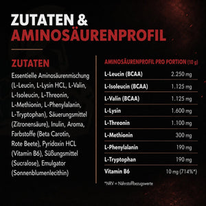 EAA – Essentielle Aminosäuren Pulver I 500g I 8g Aminos pro Portion