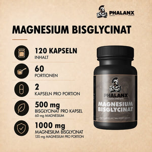 Magnesium Bisglycinat I 120 Kapseln I 500mg Magnesium Bisglycinat / 60mg Magnesium pro Kapsel