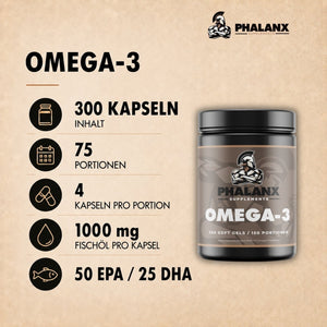 Omega-3 Kapseln I 1000 mg mit 75 % Omega-3 Triglyceriden (50 EPA / 25 DHA)