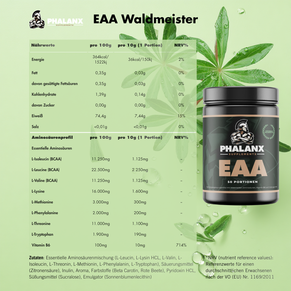 EAA – Essentielle Aminosäuren Pulver I 500g I 8g Aminos pro Portion