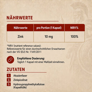 Zinkpicolinat I 90 Kapseln I 10mg reines Zink pro Kapsel I hoch bioverfügbar